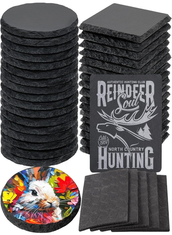 MAPRIAL 36 PCS Black Slate Stone Coasters Bulk, MAPRIAL Laser Engraving Blanks Material, 18 PCS Square, 18 PCS Round for Engraver, Drinks, DIY Project,Gifts - Image 1